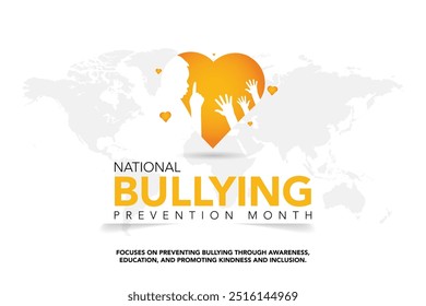 O mês nacional de prevenção do bullying é observado todos os anos em outubro. Outubro é o mês nacional de conscientização do valentão. Modelo vetorial para faixa, cartão de saudação, cartaz com fundo. Ilustração vetorial.