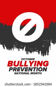 National Bullying Prevention Month in October. Annual nationwide campaign to keep all youth safe from bullying. Orange color. Poster, card, banner, background. Vector illustration