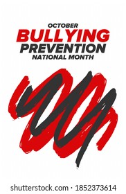 National Bullying Prevention Month in October. Annual nationwide campaign to keep all youth safe from bullying. Orange color. Poster, card, banner, background. Vector illustration