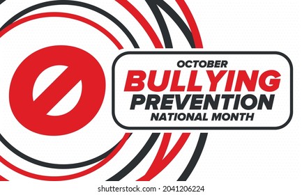 National Bullying Prevention Month in October. Annual nationwide campaign to keep all youth safe from bullying. Orange color. Poster, card, banner, background. Vector illustration