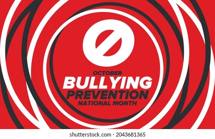 National Bullying Prevention Month in October. Annual nationwide campaign to keep all youth safe from bullying. Orange color. Poster, card, banner, background. Vector illustration