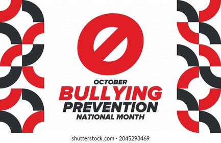 National Bullying Prevention Month in October. Annual nationwide campaign to keep all youth safe from bullying. Orange color. Poster, card, banner, background. Vector illustration