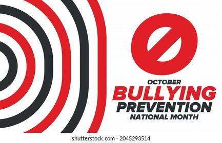 National Bullying Prevention Month in October. Annual nationwide campaign to keep all youth safe from bullying. Orange color. Poster, card, banner, background. Vector illustration