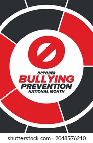 National Bullying Prevention Month in October. Annual nationwide campaign to keep all youth safe from bullying. Orange color. Poster, card, banner, background. Vector illustration