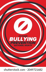 National Bullying Prevention Month in October. Annual nationwide campaign to keep all youth safe from bullying. Orange color. Poster, card, banner, background. Vector illustration