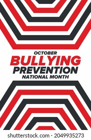 National Bullying Prevention Month in October. Annual nationwide campaign to keep all youth safe from bullying. Orange color. Poster, card, banner, background. Vector illustration