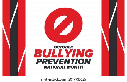 National Bullying Prevention Month in October. Annual nationwide campaign to keep all youth safe from bullying. Orange color. Poster, card, banner, background. Vector illustration