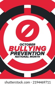 National Bullying Prevention Month in October. Annual nationwide campaign to keep all youth safe from bullying. Orange color. Poster, card, banner, background. Vector illustration
