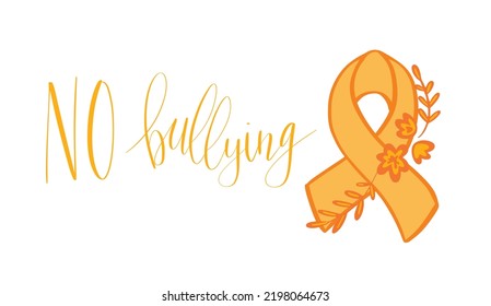 National Bullying Prevention Month October web banner. Orange support and awareness ribbon symbol. Vector illustration art