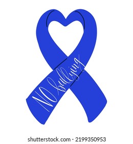 National Bullying Prevention Month October web banner. Blue support and awareness ribbon symbol. Vector illustration art