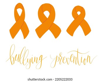 National Bullying Prevention Month October web banner. Orange support and awareness ribbon symbol. Vector illustration art