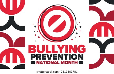 National Bullying Prevention Month in October. Annual nationwide campaign to keep all youth safe from bullying. Red color. Poster, card, banner, background. Vector illustration