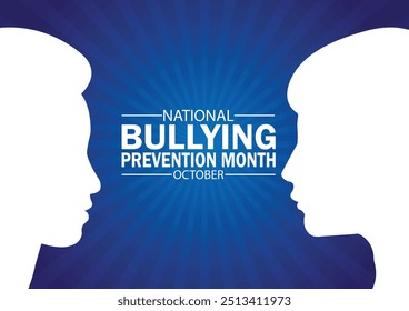 Mês Nacional de Prevenção do Bullying. outubro. Conceito de férias. Modelo para fundo, faixa, cartão, cartaz com inscrição em texto. Ilustração vetorial