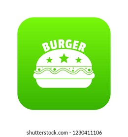 National burger icon green vector isolated on white background
