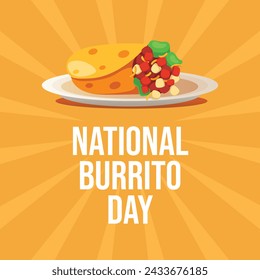 National Burrito Day vector design template good for celebration usage. burrito vector illustration. vector eps 10. flat design.