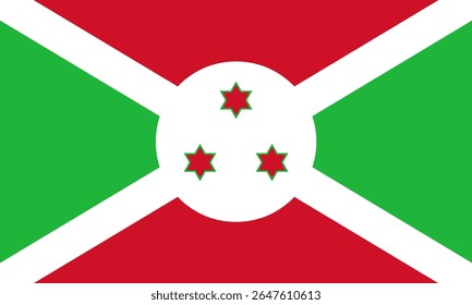 National Burundi flag. High detailed flag of Burundi. Africa. 3D illustration.