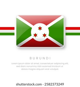 National Burundi Flag.Vector Burundi Button Flag. Realistic National Flag Design and Vector Template