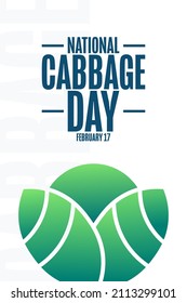 National Cabbage Day. February 17. Holiday concept. Template for background, banner, card, poster with text inscription. Vector EPS10 illustration