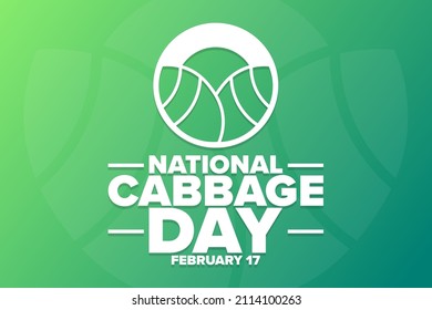 National Cabbage Day. February 17. Holiday concept. Template for background, banner, card, poster with text inscription. Vector EPS10 illustration