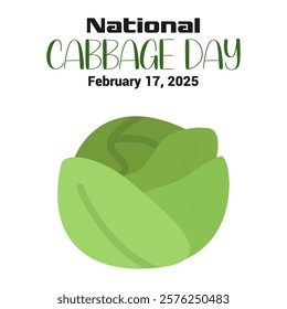 National Cabbage Day – February 17, 2025. Holiday concept. Template for background, banner, card, poster with text inscription. Vector EPS illustration