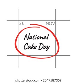 National Cake Day, November 26 - calendar date.