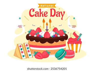 National Cake Day Vector Illustration Celebrating the Holiday on November 26, featuring a Variety of Delicious Sweet Breads and Cakes in a Background