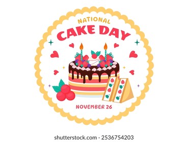 National Cake Day Vector Illustration Celebrating the Holiday on November 26, featuring a Variety of Delicious Sweet Breads and Cakes in a Background