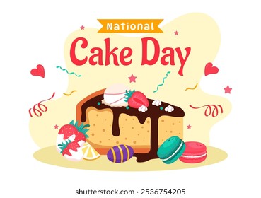 National Cake Day Vector Illustration Celebrating the Holiday on November 26, featuring a Variety of Delicious Sweet Breads and Cakes in a Background