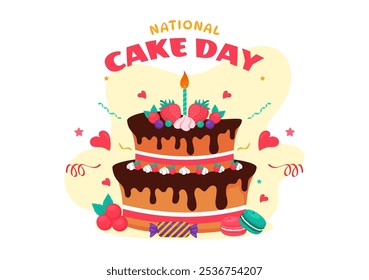 National Cake Day Vector Illustration Celebrating the Holiday on November 26, featuring a Variety of Delicious Sweet Breads and Cakes in a Background