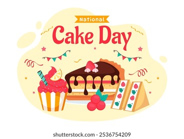 National Cake Day Vector Illustration Celebrating the Holiday on November 26, featuring a Variety of Delicious Sweet Breads and Cakes in a Background