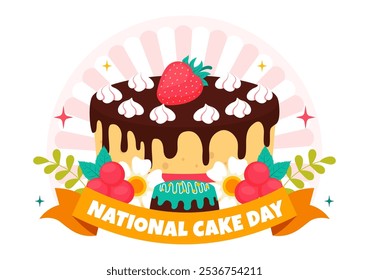 National Cake Day Vector Illustration Celebrating the Holiday on November 26, featuring a Variety of Delicious Sweet Breads and Cakes in a Background