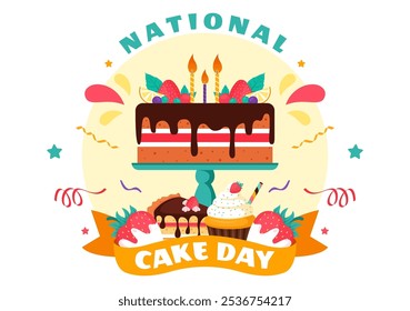 National Cake Day Vector Illustration Celebrating the Holiday on November 26, featuring a Variety of Delicious Sweet Breads and Cakes in a Background