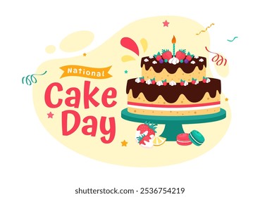 National Cake Day Vector Illustration Celebrating the Holiday on November 26, featuring a Variety of Delicious Sweet Breads and Cakes in a Background