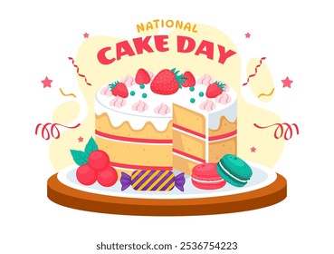 National Cake Day Vector Illustration Celebrating the Holiday on November 26, featuring a Variety of Delicious Sweet Breads and Cakes in a Background