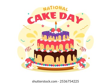 National Cake Day Vector Illustration Celebrating the Holiday on November 26, featuring a Variety of Delicious Sweet Breads and Cakes in a Background