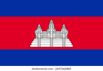 National Cambodia flag. High detailed flag of Cambodia. Asia. 3D illustration.