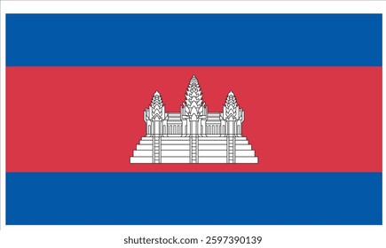 National Cambodia flag, official colors and proportion correctly. National  Cambodia flag. Vector illustration.  Cambodia flag vector icon, simple, flat design for web or mobile app