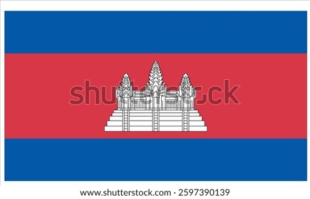 National Cambodia flag, official colors and proportion correctly. National  Cambodia flag. Vector illustration.  Cambodia flag vector icon, simple, flat design for web or mobile app