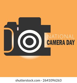 National Camera Day Celebration Bifold Ad with Retro Camera vector illustration 