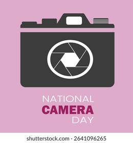 National Camera Day Celebration Bifold Ad with Retro Camera vector illustration 