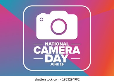 National Camera Day. June 29. Holiday concept. Template for background, banner, card, poster with text inscription. Vector EPS10 illustration
