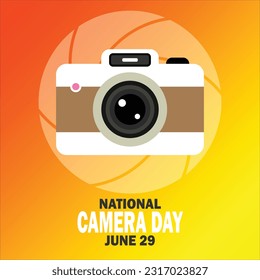 National Camera Day. June 29. Holiday concept. Template for background, banner, card, poster with text inscription. Vector illustration