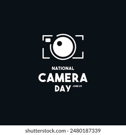 In: National Camera Day. 29. Juni. Kamerasymbol. Flache Design-Vektorgrafik. Poster, Banner, Karte, Hintergrund. EPS 10.
