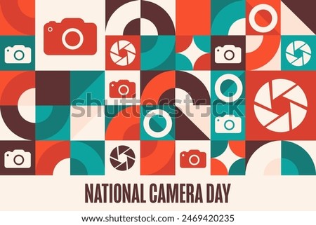 National Camera Day. June 29. Holiday concept. Template for background, banner, card, poster with text inscription. Vector EPS10 illustration