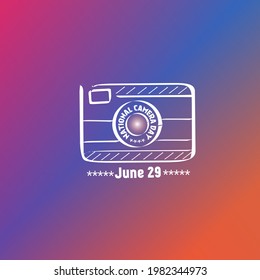 National camera day vector illustration, june 29. suitable for web banner or printing campaign