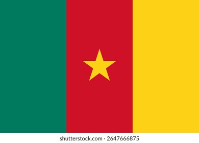 National Cameroon flag. High detailed flag of Cameroon. Africa. 3D illustration.