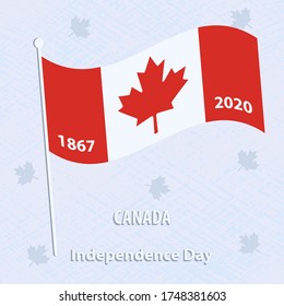 Bandera nacional de Canadá - fondo de luz abstracto con hojas de arce - vector. Día de la Independencia.