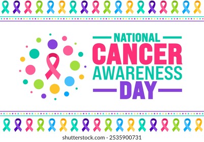 National Cancer Awareness Day Hintergrund oder Banner Design-Vorlage wird jedes Jahr im November beobachtet. Urlaubskonzept. Vorlage für Karte, Poster, Plakat, Vorlage.