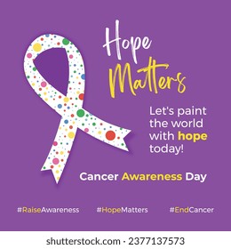 National Cancer Awareness Day. Colors Ribbon. Creative Social Media Post Design Template. Healthcare, Medical 