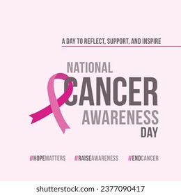 National Cancer Awareness Day. International Day. Cancer Survival. November 7th. Creative Social Media Post, vector Design Template